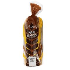 PAN DE SANDWICH PLAZAS BLANCO 500G      